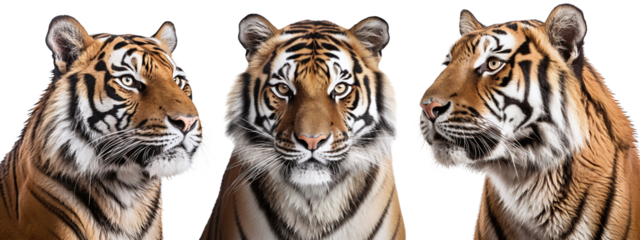 Tiger close up, front view with transparent background,  smooth blur edge, Generative AI Technology