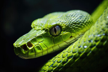 Obraz premium Green viper snake closeup