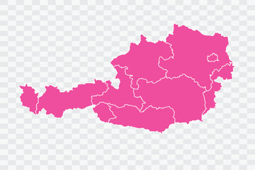 Austria Map. Fuscia Color Background quality files png