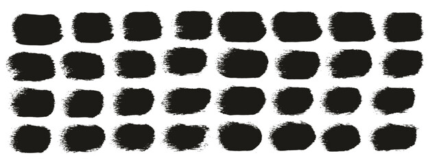 Round Sponge Thick Artist Brush Straight Lines High Detail Abstract Vector Background Set 