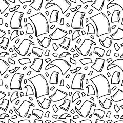 Flying paper sheets seamless pattern in doodle style. Hand drawn blank document pages. Falling files of documents. Office business vector illustration