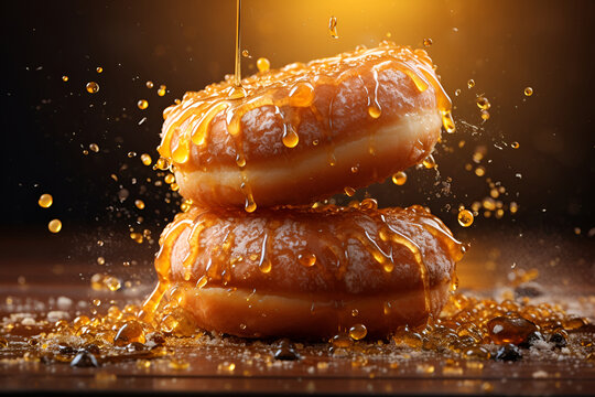 Donuts with caramel and powdered sugar 1