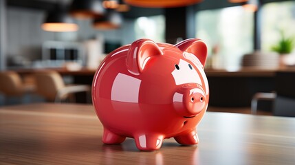 Pink piggy bank. Piggy bank for coins. Generative AI.