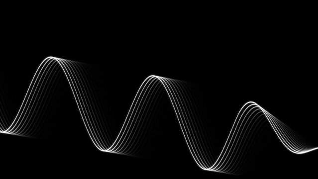White Sine Wave forms animation with black background.