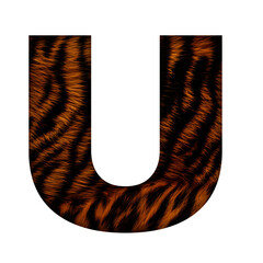 Jungle Themed Typography Tiger Skin Letter U