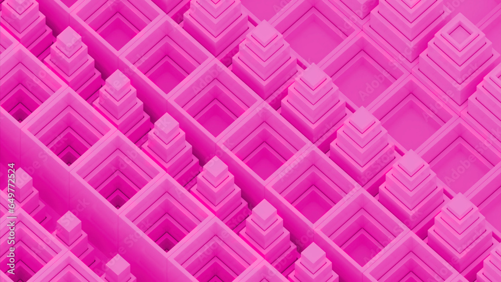 Poster abstract background with isometric cubes. design. optical illusion with 3d building pyramids.