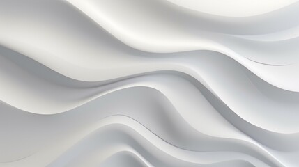 Wallpaper with a white backdrop in three dimensions and wave-inspired abstract elements in a contemporary design. Template in light gray for a business presentation or wedding ceremony