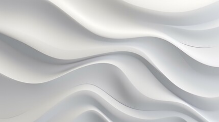 Obraz premium Wallpaper with a white backdrop in three dimensions and wave-inspired abstract elements in a contemporary design. Template in light gray for a business presentation or wedding ceremony