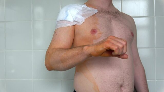 a bandage applied after shoulder surgery