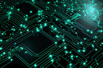The printed circuit board of a modern computer. Motherboard for electronic systems and equipment.