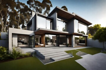 luxury home in the morning generated by AI technology