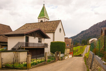 Chiesa di Sant'Odorico - Church of Saint Odoric of Pordenone - in the historic mountain village of Ovasta in Carnia, Udine Province, Friuli-Venezia Giulia, north east Italy