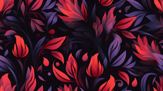 vibrant floral seamless pattern on a dark background