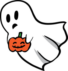 The Ghost drawing for halloween concept