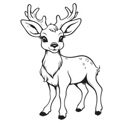 Line art Reindeer coloring page vector illustration