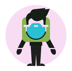 Figure of a man with a bearda on his neck, internet addiction icon, vector