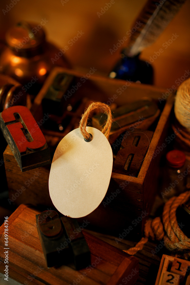 Fototapete Retro type objects and old wooden typographic blocks. Letters and numbers. Vinatage background