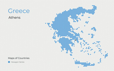 Greece, Hellenic Republic, Athens. Creative vector map. Modern Maps of Countries. Southern Europe, Hexagon Series. White