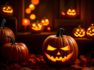 Gloomy Halloween pumpkin cinematic UHD K.