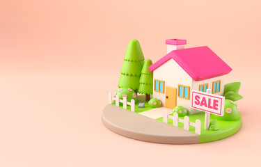 House For Sale. 3D Illustration