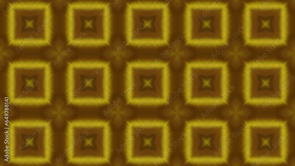 Poster unique kaleidoscope colorful design with blinking squares. motion. symmetrical repeating pattern wit