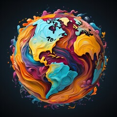 Abstract globe made of paint swirls