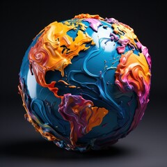 Abstract globe made of paint swirls
