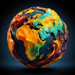 Abstract globe made of paint swirls