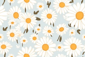 Obraz premium Daisy flower vector seamless pattern illusration floral background. generative ai.