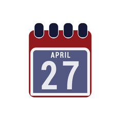Calendar displaying day 27 (twenty-seven) of the April - Day 27 of the month. Illustration