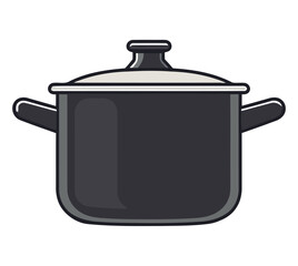 Boiling soup in shiny saucepan