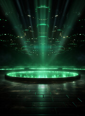 Ai Generated Backdrop With Illumination Of Green Spotlights For Flyers realistic image ultra hd high design
