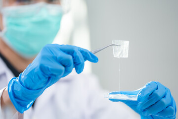 eco skin care beauty products in cosmetic laboratory development, Natural drug research with organic plant and scientific extraction in glassware, Alternative green herb medicine for body health care