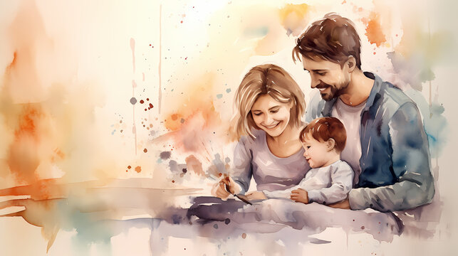 Watercolor Of A Family