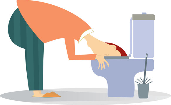 person vomiting in toilet, orange shirt clip art preview