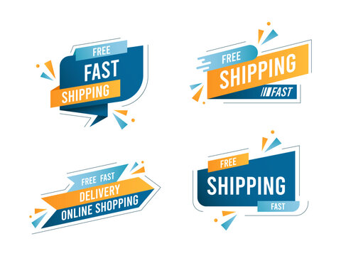 Attractive Free shipping delivery label banner design collection