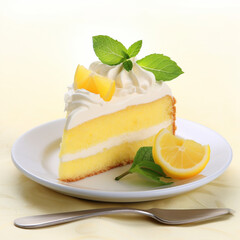 piece of cake on a white plate with several, generative ai.