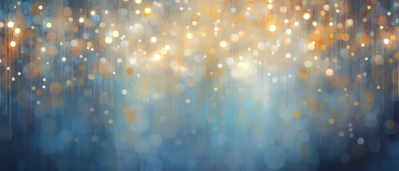 Fotobehang Golden and Cyan Particles over a Blurred Background. Shiny and Defocused Particles. © Boss