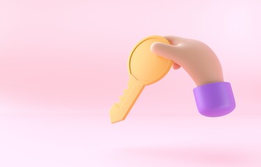 Isolated House Key. 3D Illustration