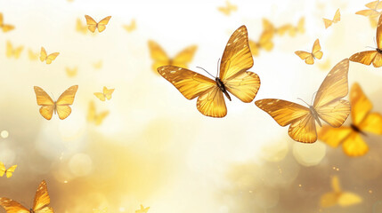 autumn background with leaves and butterflies - Powered by Adobe