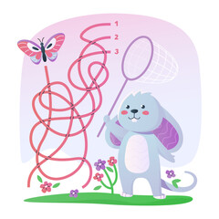 Funny maze for children. Help the mouse to catch a butterfly.