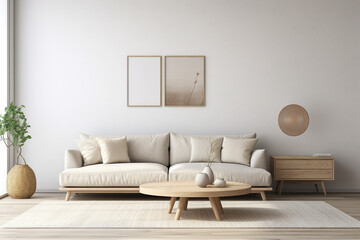 Generative ai collage picture image of stylish living room in minimalist style with couch