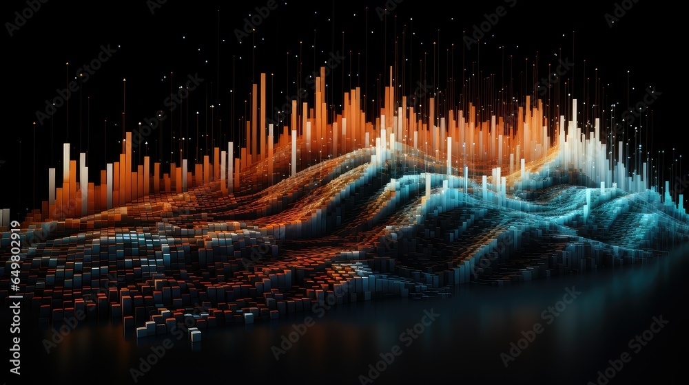 Wall mural network dynamic data sorting illustration information business, technology futuristic, base visualization network dynamic data sorting