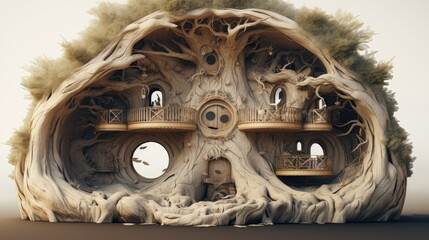 Fototapeta na wymiar house carved into a massive tree