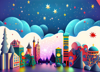 Obraz premium Abstract beautiful city capital on sea, cloud and wing star for background., Generative AI.