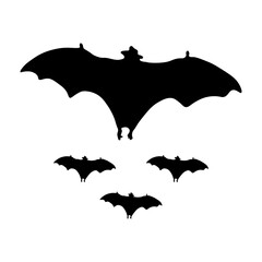 Halloween Bat Silhouette with Flat Design. Vector Illustration