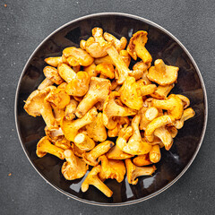 chanterelle fresh mushrooms delicious chanterelles mushroom food snack on the table copy space food background rustic top view 