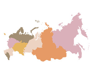 Russia map in colorful. Map of Russia in administrative regions. 