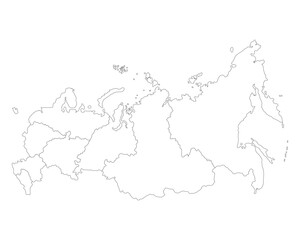 Russia map in white color. Map of Russia in administrative regions. 