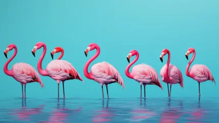 Fotobehang pink flamingo on a water © James